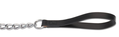 Ancol Heritage Chain Lead With Leather Handle Xheavy Black 80cm